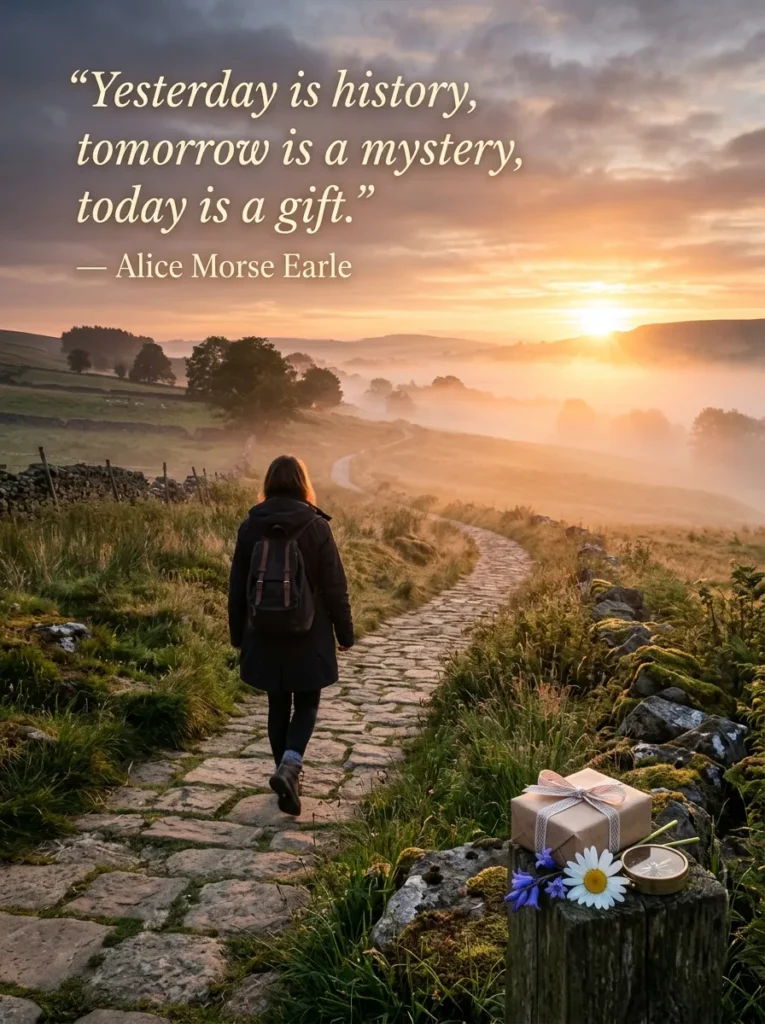6. "Yesterday is history, tomorrow is a mystery, today is a gift." — Alice Morse Earle
